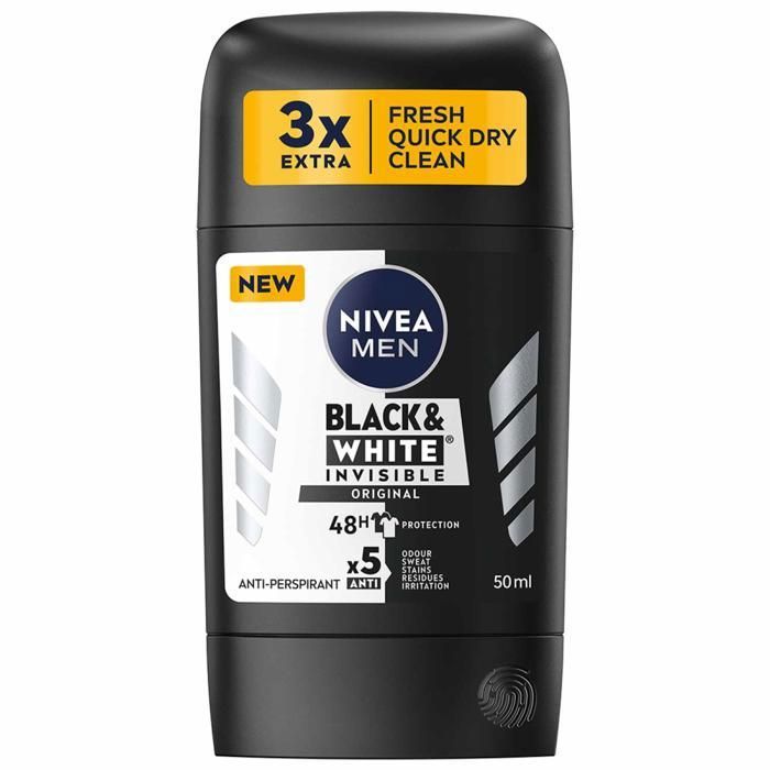 NIVEA MEN, Stick  for Men B&W Invisible Original, 50ml