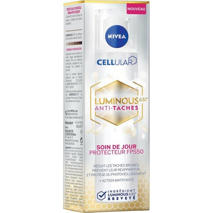 NIVEA, Soin de jour anti-taches SPF 50 LUMINOUS 630, 40ml