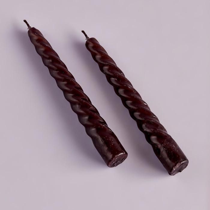 Bougie Double Torsadée Anthracite (17 cm)