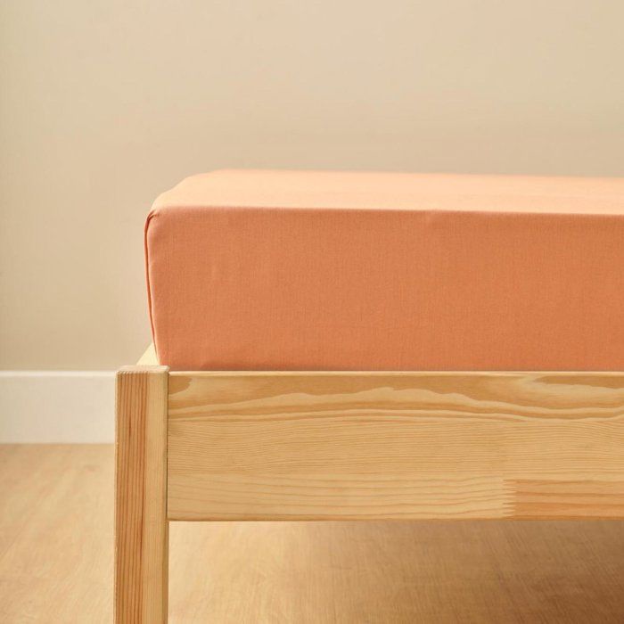 Drap Double Élastique Ranforce 100% Coton Saumon (160x200 cm)
