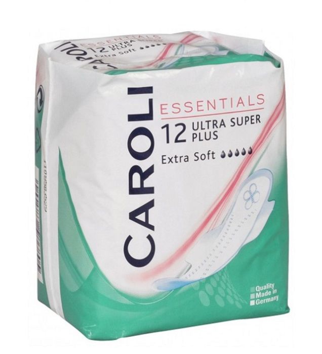 CAROLI SERVIETTES PÉRIODIQUES ULTRA SUPER PLUS CAPACITÉ D'ABSORPTION 5 GOUTTES PAQUET X12