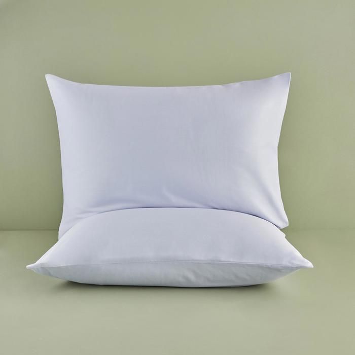 Lot de 2 taies d'oreiller 100 % satin de coton bleu clair (50 x 70 cm)