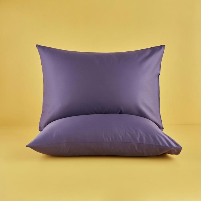Lot de 2 taies d'oreiller Basic 100 % coton satiné Violet (50 x 70 cm)
