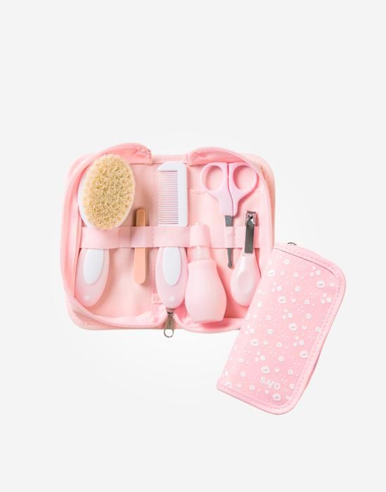 Trousse de toilette pour bébé 10pcs Rose
