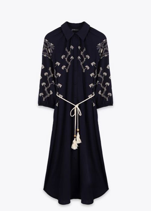 ROBE CHEMISE LONGUE BRODÉE DARK