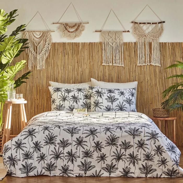 Parure de lit - BELLA MAISON - Ranforce Palm - 100% coton - 200 x 220 cm - Certifié OEKO-TEX