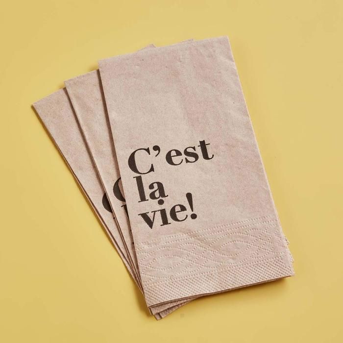 Set de 25 Serviettes de table - Bella Maison - C'est La Vie - Beige - 33x33 cm - Pratiques et décoratives