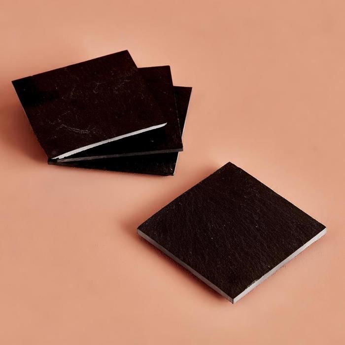 Set de 4 sous-verres Rock Square Noir (10x10 cm)