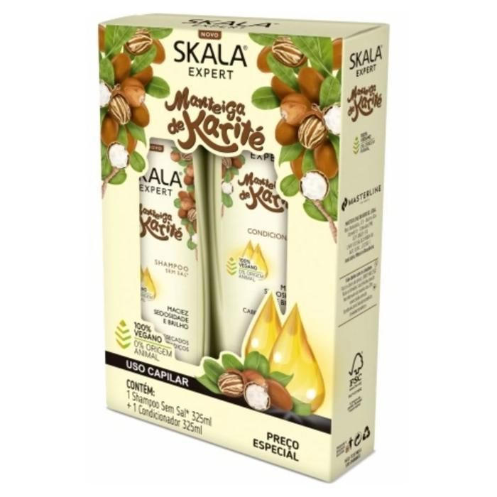 Skala Beurre de Karité shampoing 325 ml +Conditionneur 325ml 100% Vegan