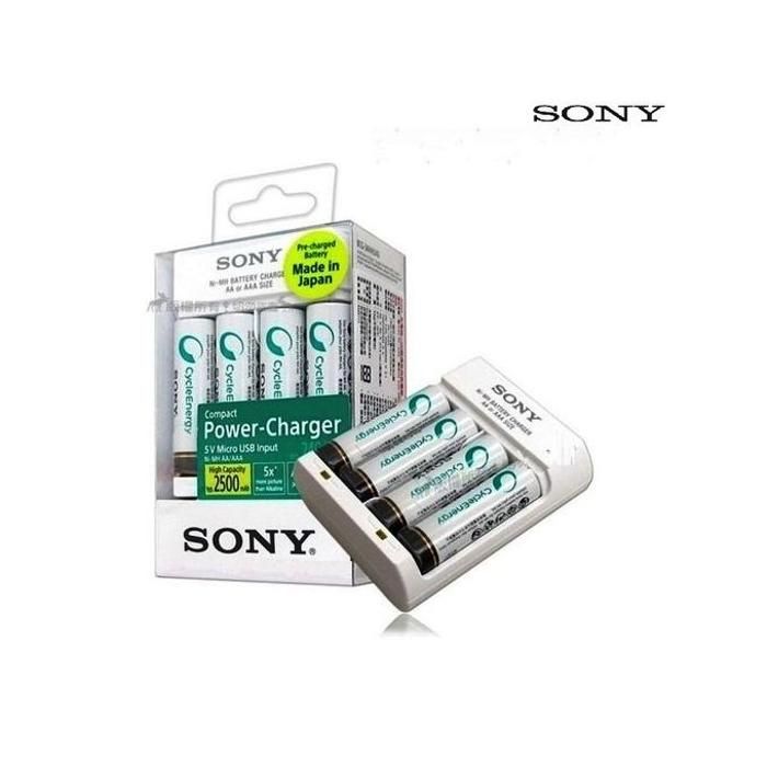 Sony Chargeur 2500mah de batterie rechargeable AA et AAA + 4 piles AA BCG-34HHU4G