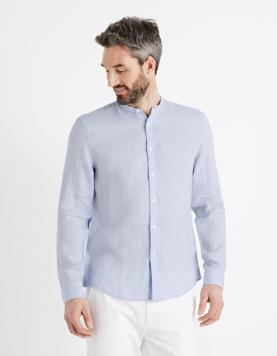 Chemise col mao regular 100% lin - CELIO