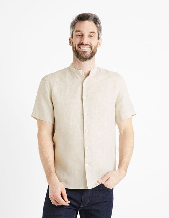Chemise col mao regular 100% lin - CELIO