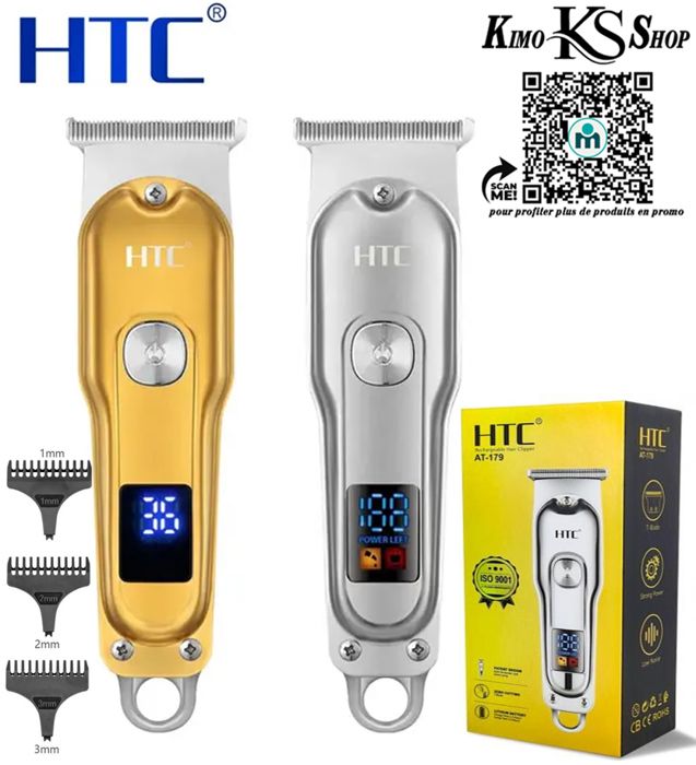 tondeuse à cheveux tondeuse HTC professionnel rechargeable USB sans fil T-blade zéro coupe entièrement en métal corps  pour hommes