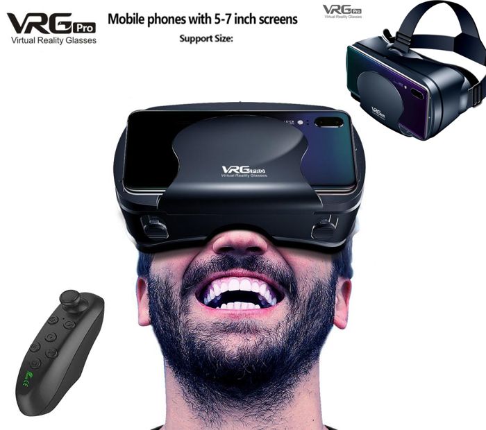 VRG Pro lunettes de réalité virtuelle 3D plein écran Durable avec casque accessoires pour smartphone IOS et Android de 3,5 à 7 pouce