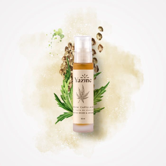 Sérum capillaire a l'huile de chanvre pointes seches et abimées