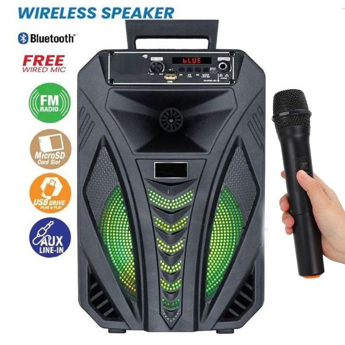 ENCEINTE Speaker Bluetooth haut-parleur portable avec microphone radio TWS USB/TF/LED Light/FM