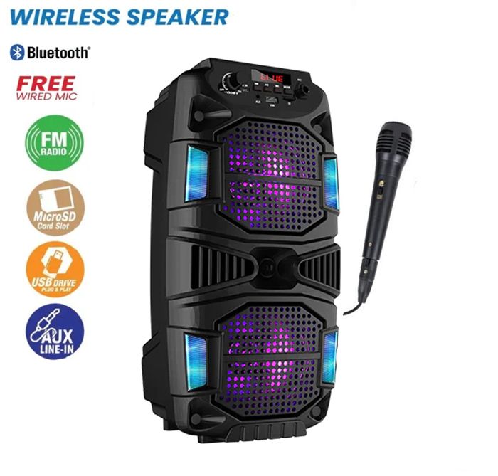 ENCEINTE Speaker Bluetooth haut-parleur portable radio TWS USB TF LED Light FM
