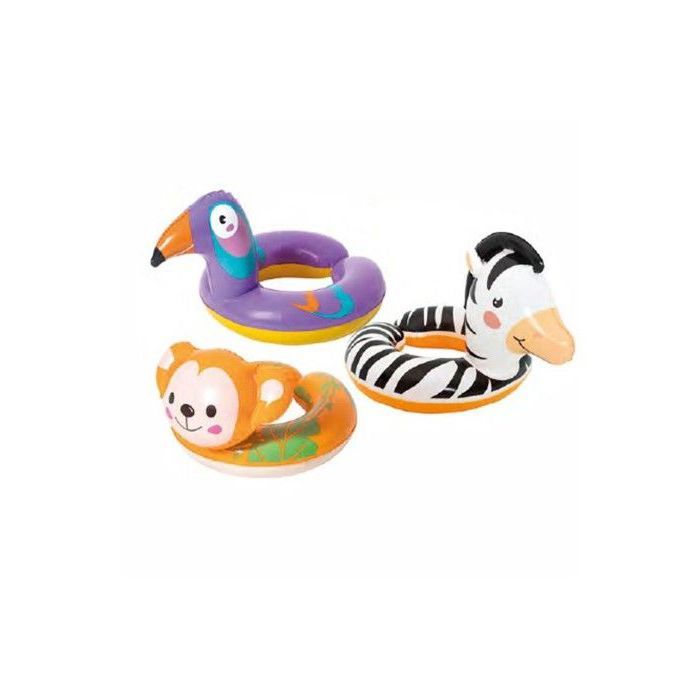 Bouée Anneaux tête d'animal Zèbre, Oiseau, Singe - 3 modèles assortis 3-6 ans