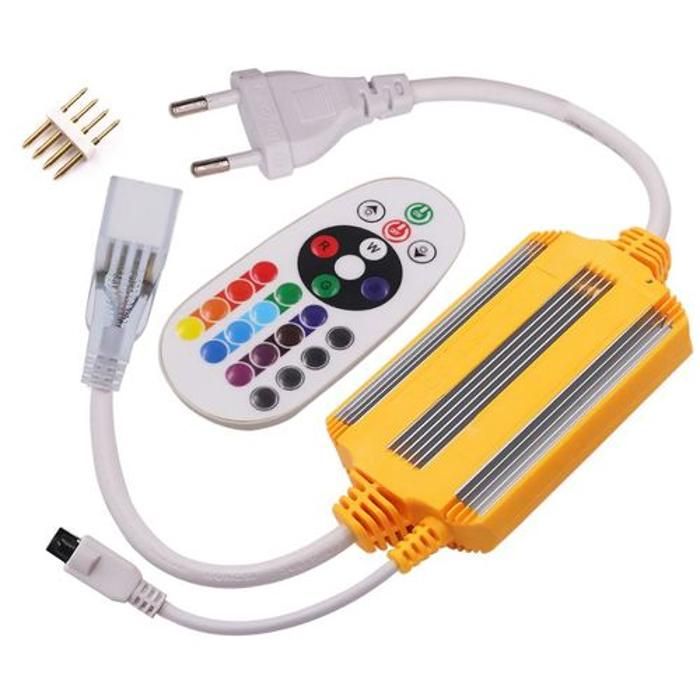 Télécommande 220V LED étanche RGB, 1500W IR 24 touches, pour bande LED 2835 5050 ou néon, prise ue