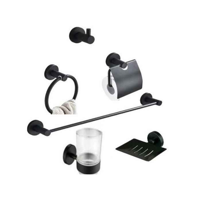 Ensemble de salle de bain Noir 6 pcnnoire