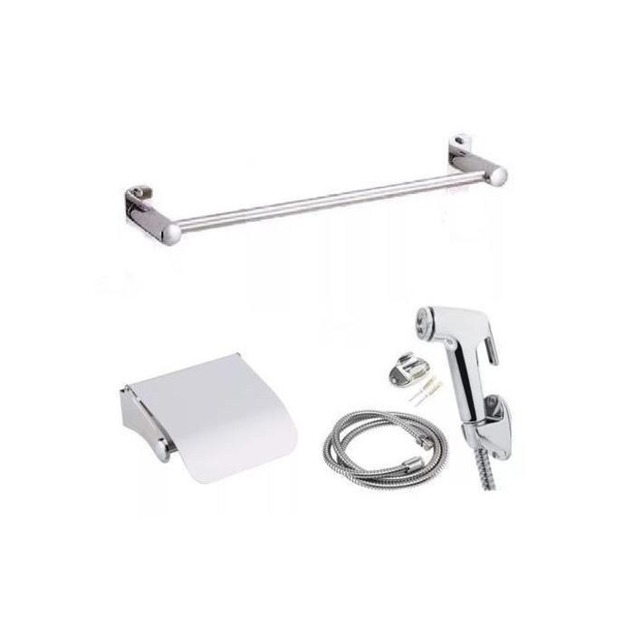support de papier toilette inox +Porte Serviettes (40 cm) +Douchette hygiène wc