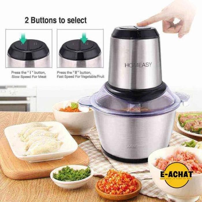 JIATUOCASA Hachoir Électrique 3 LITRES en INOX DOUBLE VITESSE