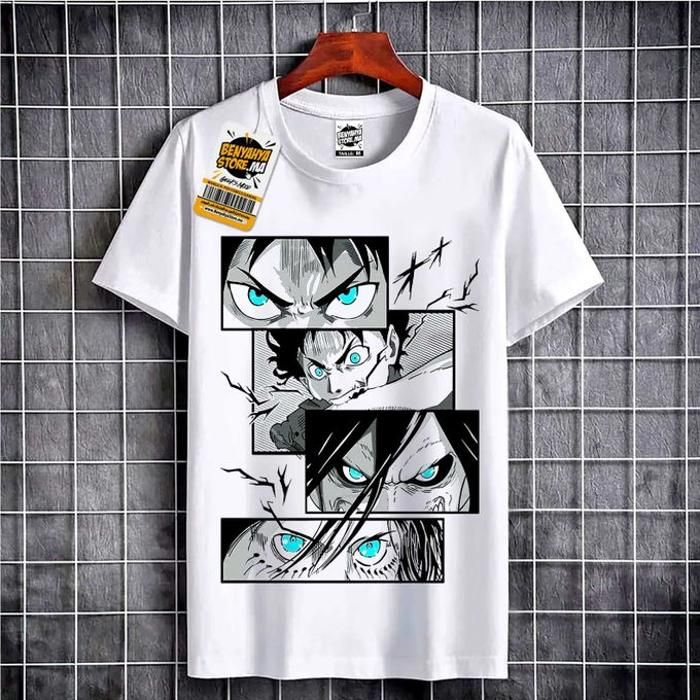 Teshirt Eren Yeager T-shirt Attack on Titan Otaku Manga Japan Cosplay Tshirt Anime Teeshort