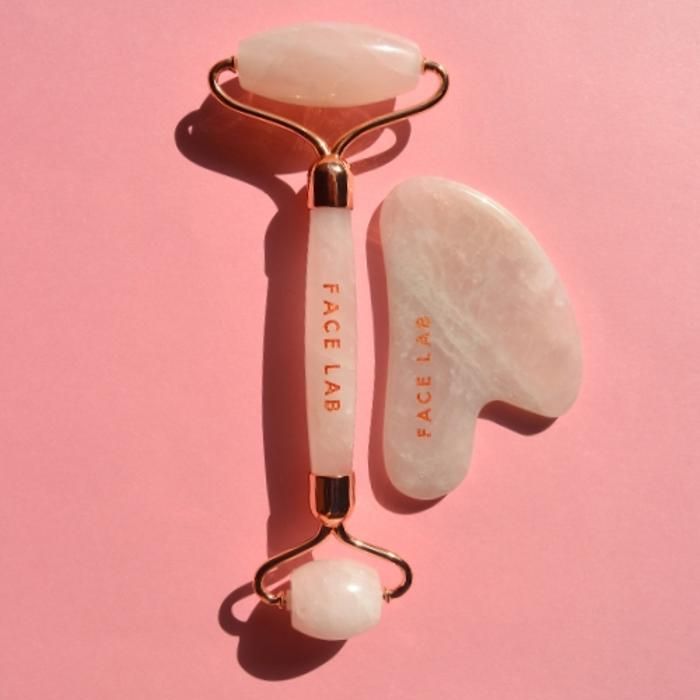 Face Yoga Essentials - Roller visage et Gua Sha en Quartz rose draine et tonifie - FACELAB