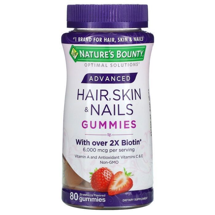 Nature'S Bounty Cheveux Avancés, Gommes pour la Peau et les Ongles, Fraise - 90 Gommes