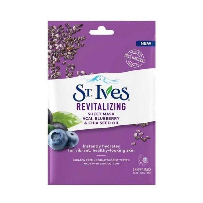 St.Ives Revitalizing Sheet Mask Acai, Blueberry & Chia Seed Oil