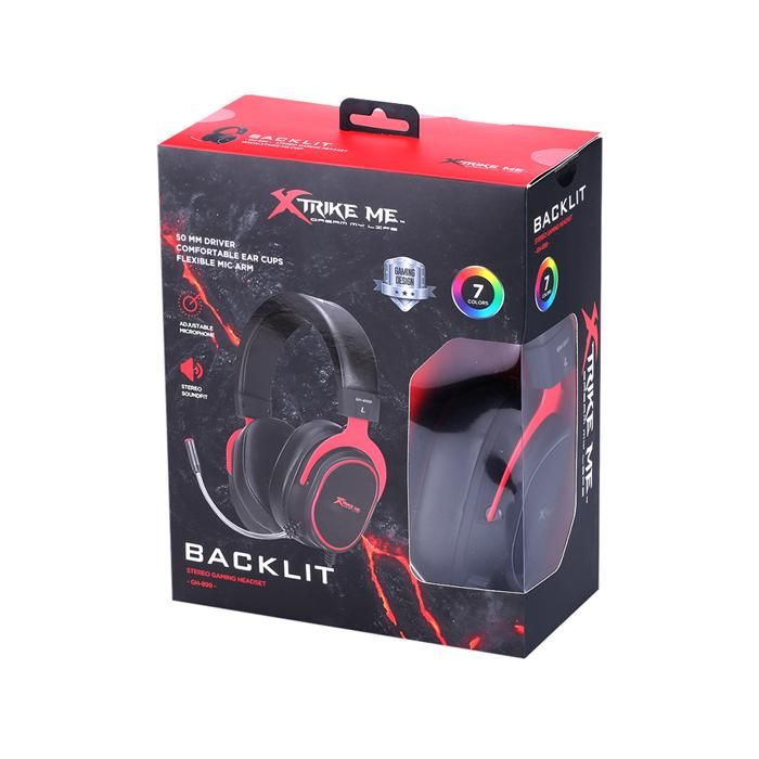 Xtrike Me Casque de jeu stéréo GH-899, rétroéclairage 7 couleurs, PC, PS4, Xbox One, câble 2.2m
