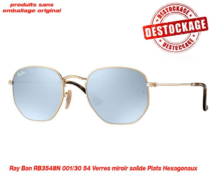 Lunettes de soleil hexagonales Ray-Ban RB3548N pour unisexe, verres 001/30 54-21mm (produits sans emballage d'origine déstockage)