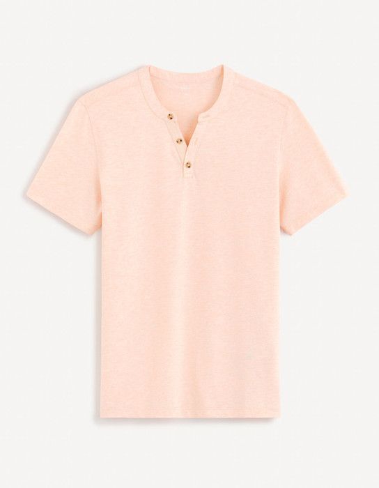 T-shirt col henley coton mélangé - CELIO