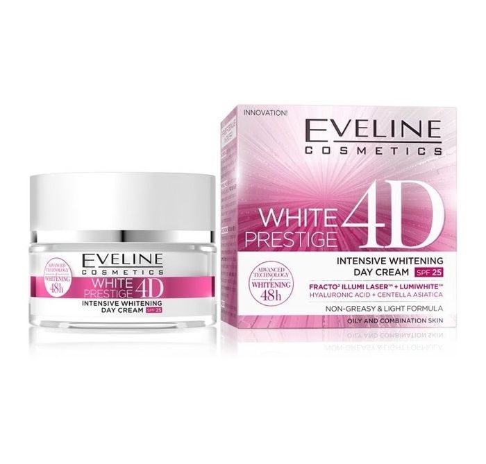 Eveline Cosmetics Prestige 4D, Crème Blanchissante Intensive de Jour, SPF25 - 50ml