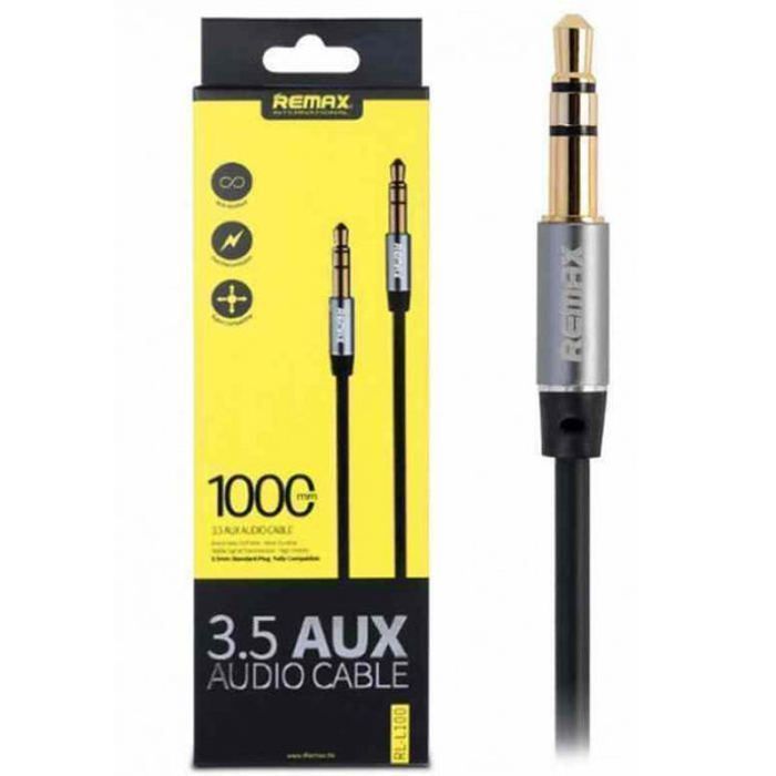 CÂBLE AUDIO AUXILIAIRE REMAX 3.5 MM RL-L100 1 M. NOIR RL-L100