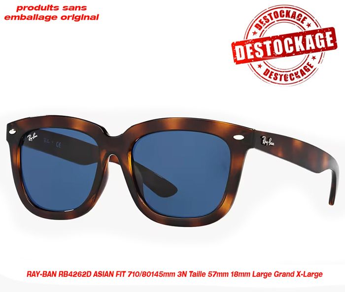 Lunettes de soleil RAY-BAN RB4260D COUPE ASIATIQUE 710/80 Taille Grand 57mm produits sans emballage d'origine déstockage