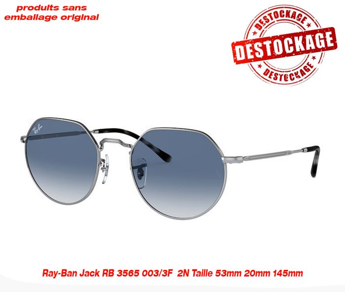 Lunettes de soleil Ray-Ban Jack Argent RB3565 003/3F Taille 53mm 20mm Blue Dégradés (produit sans emballage original)