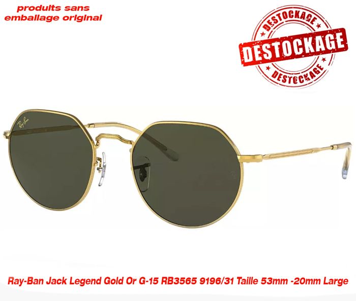 Lunettes de soleil Ray-Ban Jack Legend Gold Or G-15 RB3565 9196/31 Taille 53mm -20mm Large (produit sans emballage original)