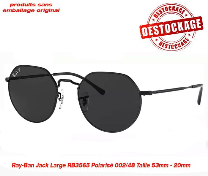 Lunettes de soleil Ray-Ban Jack RB3565 Polarisé 002/48 Taille 53mm - 20mm Large (produit sans emballage original)