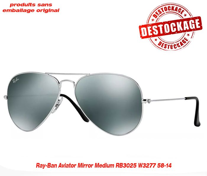 Lunettes de soleil Ray-Ban Aviator Large Metal Argent RB3025 W3277 58-14 Medium Miroirs (produit sans emballage original)