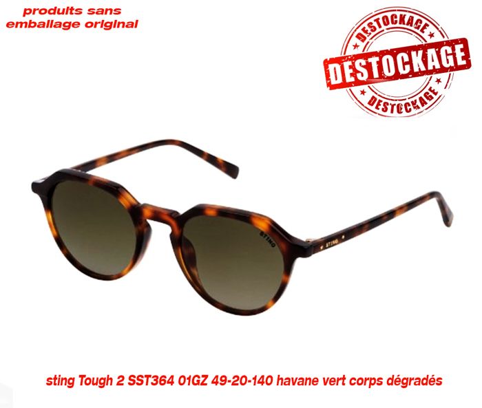lunettes de soleil Sting 49mm 20mm Monture HAVANA - Verre GREEN GRADIENT pour homme et femme (produit sans emballage original)