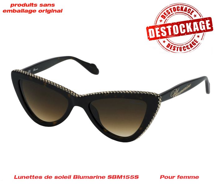 LUNETTES DE SOLEIL BLUMARINE SBM155S - 0722NOIR BRILLANT | LUNETTE POUR FEMME (produit déstockage sans emballage original)