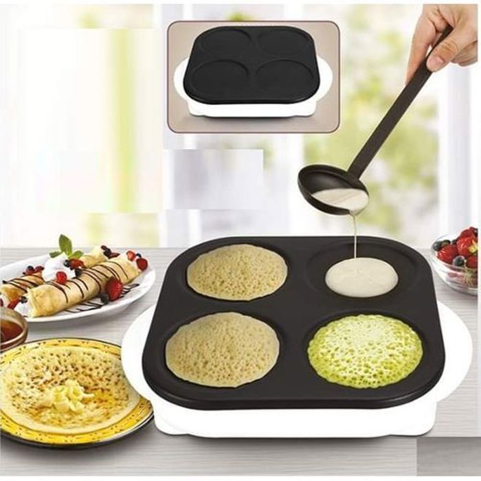 Crêpière Electrique 4 BAGHRIRS en 1 Min - Poêle à crêpes Baghrir