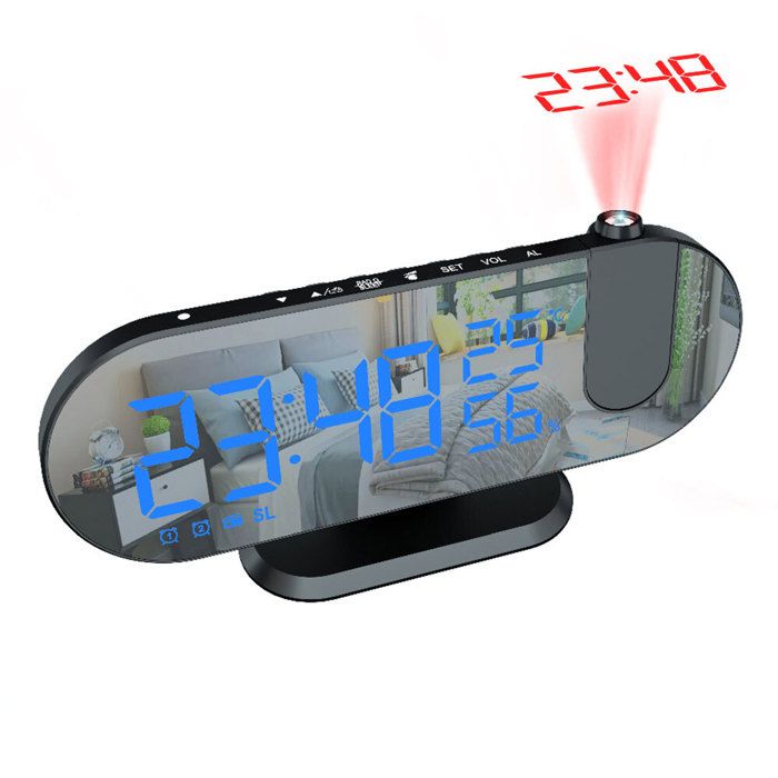 horloge de bureau avec Radio projecteur thermomètre humidité chargeur de téléphone portable numérique Projection réveil décoration