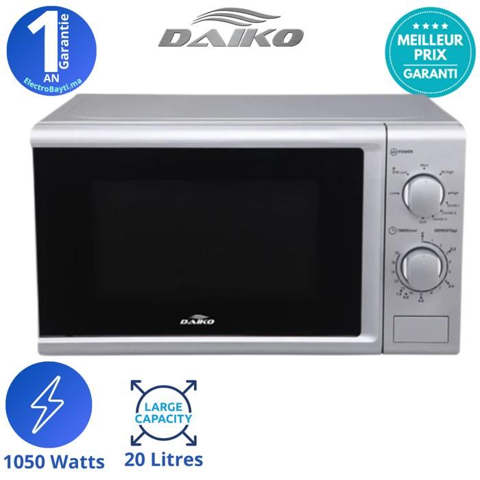 Daiko Micro ondes et gril 20L Silver - 1050W - 5 niveaux de puissance