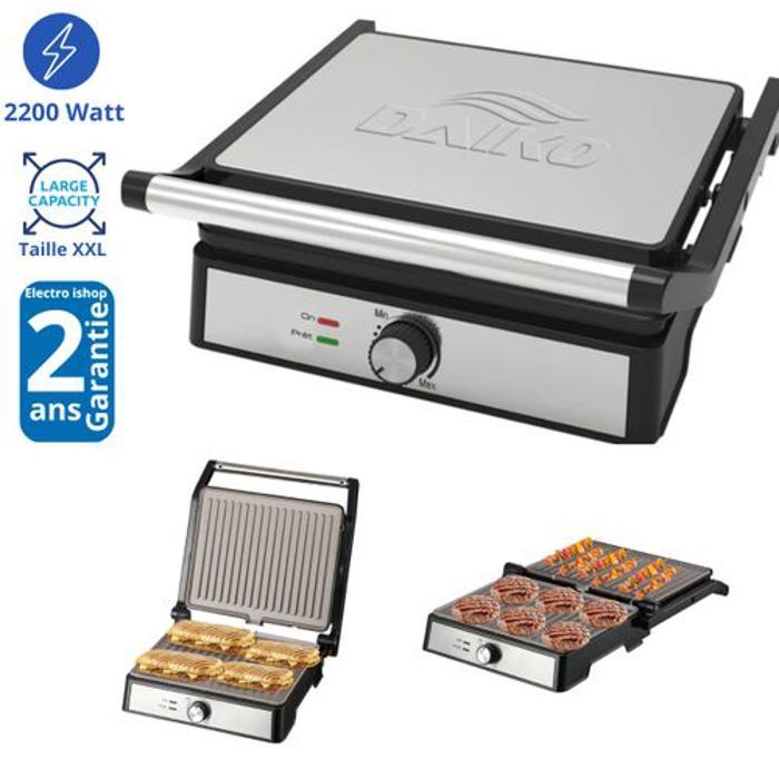 Daiko Grill panini en Granite - Taille XXL - Ouverture à 90° et 180°