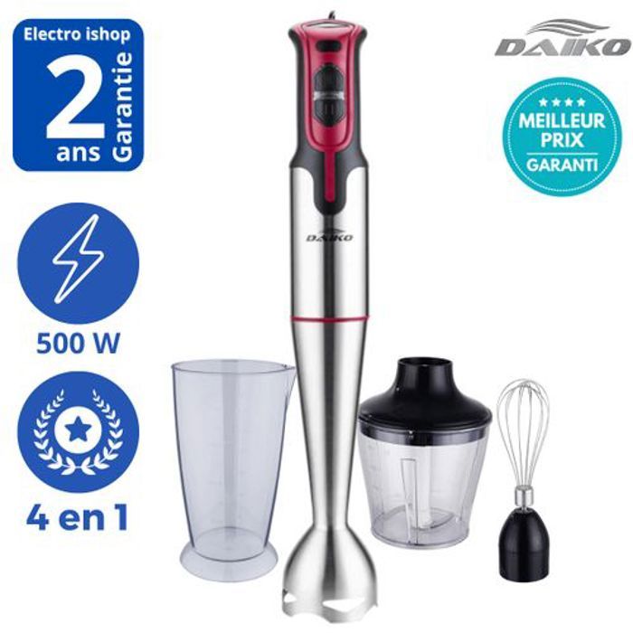 Daiko Mixeur plongeant - 4 en 1 -  accessoires emulsifiant et hachoir
