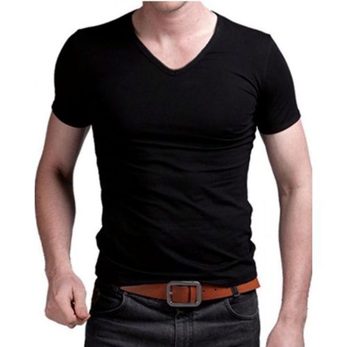 T-shirt col V à demis manches