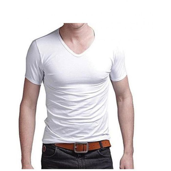 T-shirt col V à demis manches