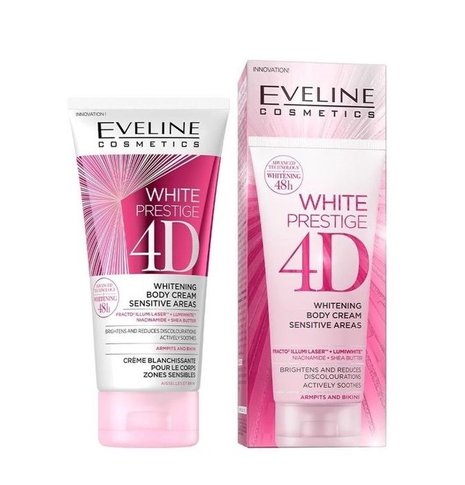 Eveline Cosmetics White Prestige 4D, Crème Corps Blanchissante pour Zones Sensibles - 100ml